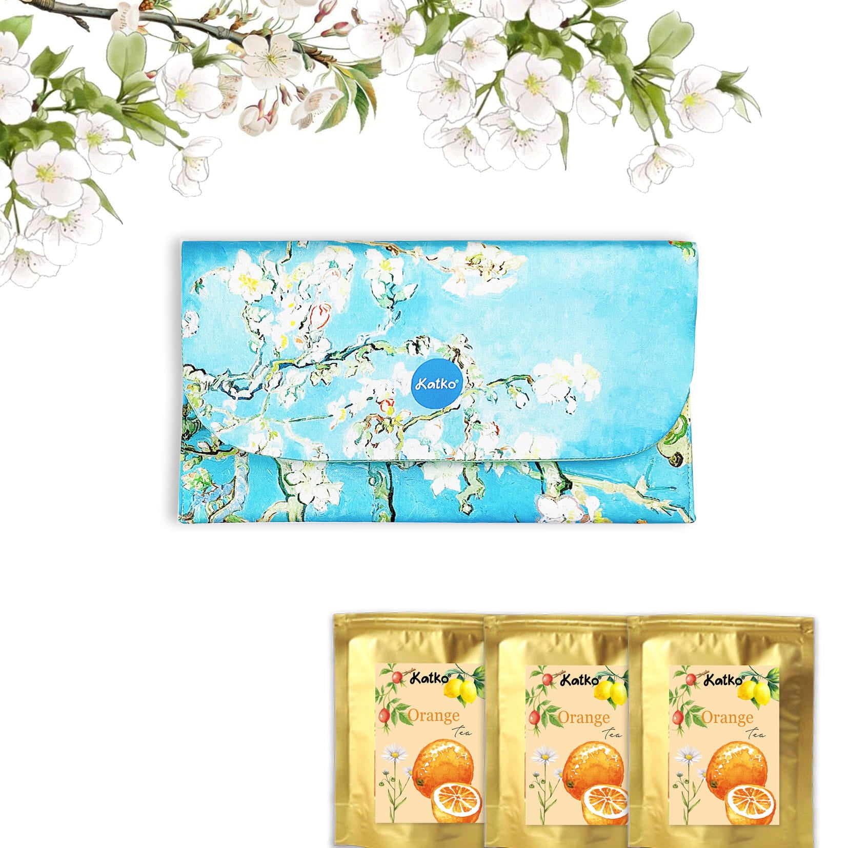 Almond Blossom - tea clutch set